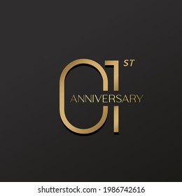 1st anniversary celebration logotype with elegant number shiny gold design