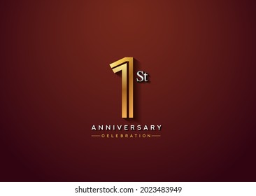 1st anniversary celebration logotype with linked number gold and silver color isolated on elegant color. vector anniversary for celebration, invitation card, and greeting card