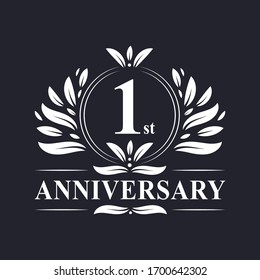1st Anniversary celebration, luxurious 1 years Anniversary logo design.