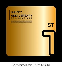 1st anniversary celebration template design with simple and luxury style in golden color