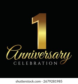 1st Anniversary celebration vector template design on black background