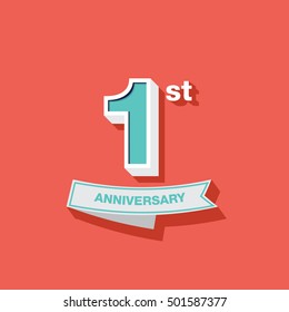 1st anniversary design in Retro and Vintage style 