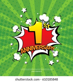 1st anniversary emblem. One year anniversary celebration symbol