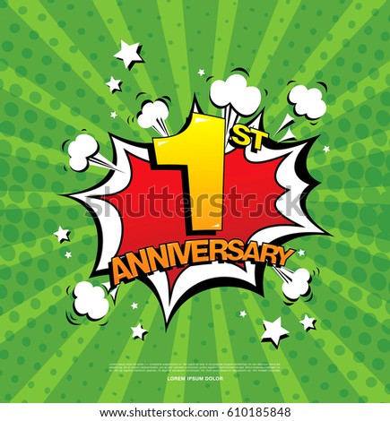 1st anniversary emblem. One year anniversary celebration symbol