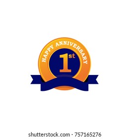 1st Anniversary emblematic logo design
