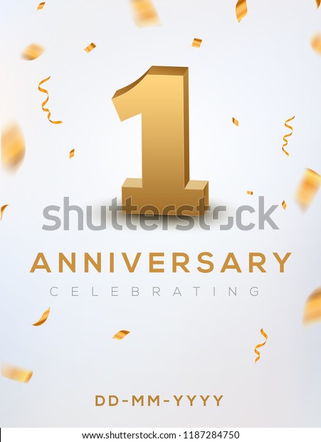 1st Anniversary Gold Numbers Golden Confetti Stock Vector (Royalty Free ...