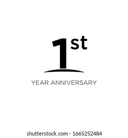 1st anniversary letter logo icon design with ribbon banner