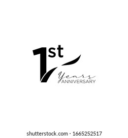 1st anniversary letter logo icon design with ribbon banner