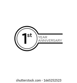 1st Anniversary Letter Logo Icon Design With Ribbon Banner