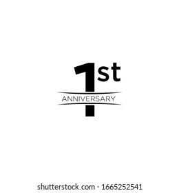 1st anniversary letter logo icon design with ribbon banner