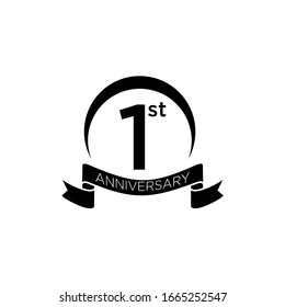 1st anniversary letter logo icon design with ribbon banner