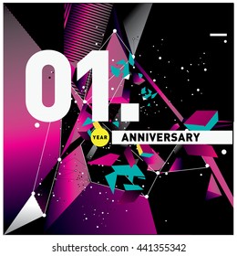 1st anniversary logo with colorful badge and frame. 