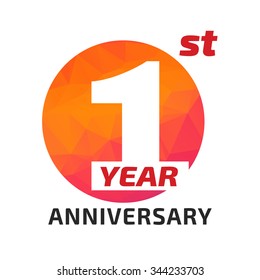 1st Anniversary Logo Template In The Circle Form. 