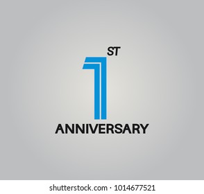 1st anniversary logotype with multiple line style blue color isolated on white background for celebration