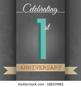 1st Anniversary poster / template design in retro style - Vector Background