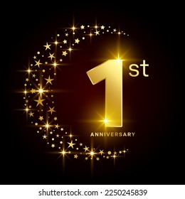 1st Anniversary Template Design Concept for Birthday Celebration Event. Logo Vector Template