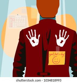 1st April fool day illustration with hand imprint on back. Vector EPS10.
