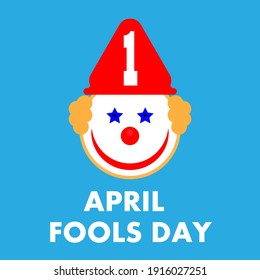 1st April Fools Day with funny clown design, vector art illustration.