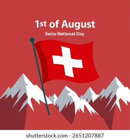 1 de agosto Suíça banner nacional dia ilustração vetor fundo vermelho
