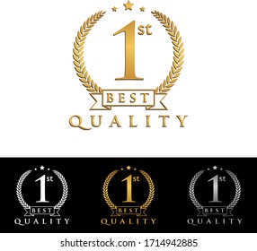 1st best quality golden badge and label vector