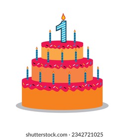 1st birthday cake with blue candle