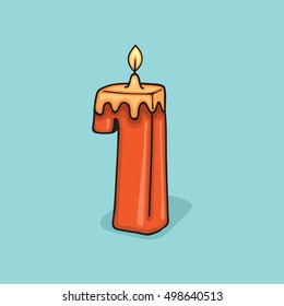 1st Birthday Candle Number .Vector design template elements for your birthday celebration.