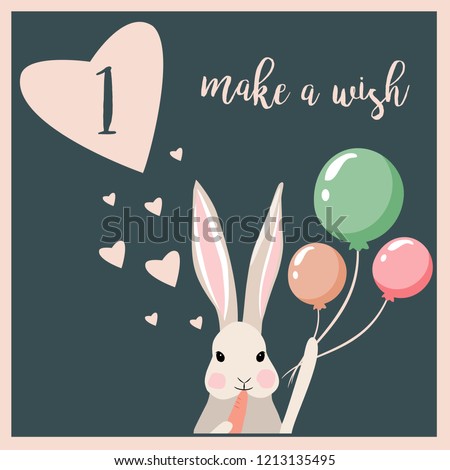 1st Birthday Card Design Balloons Hearts Stock Vector Royalty Free