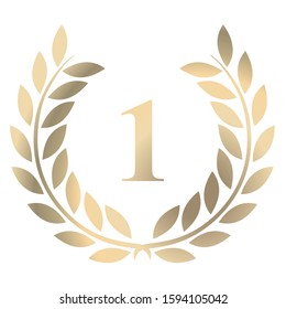 1st birthday gold laurel wreath vector isolated on a white background 