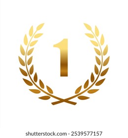 1st birthday gold laurel wreath vector isolated on a white background, vector icon.