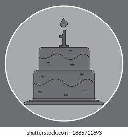 1st birthday hand drawn cake birthday card. eps 10
