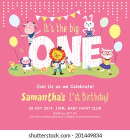 1st Birthday Party Invitation Card 