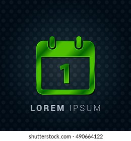 1st Calendar Bright Green chromium precious metallic 3D Icon / Logo Design