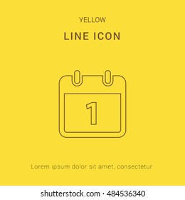 1st Calendar Cute yellow thin line icon / logo Design