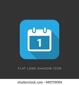 1st Calendar Flat blue long shadow Icon / Logo Design