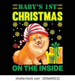baby’s 1st christmas on the inside t shirt design, vector file.