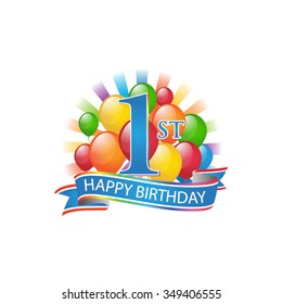 1st birthday logo images stock photos vectors shutterstock https www shutterstock com image vector 1st colorful happy birthday logo balloons 349406555