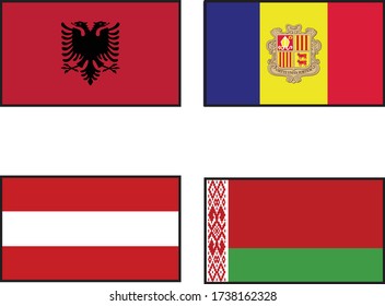 1st country is Albania. 2nd country is Andorra. 3rd country is  Austria. 4th