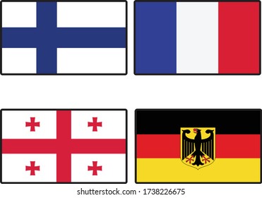 1st country is Finland. 2nd country is France. 3rd country is Grorgia. 4th country is Germany.