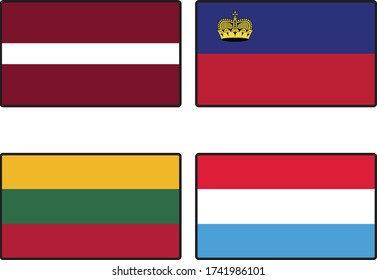 1st country is Latvia. 2nd country is  Liechtenstein. 3rd country is Lithuania. 4th country is Luxembourg.