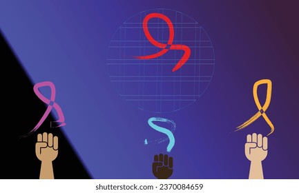 
 1st December AIDS Prevention Awareness with Random Color Ribbon Symbol Collection Banner Template 