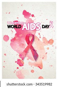 1st December World Aids Day concept with text and red ribbon of aids awareness.