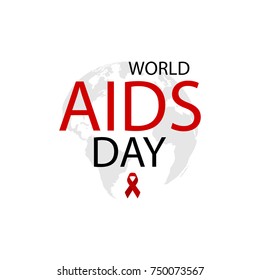 1st December. World Aids Day concept. Aids Awareness Red Ribbon. World Aids Day poster
