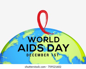 1st December World Aids Day Illustration Concept With Aids Awareness Ribbon.Poster or Banner 
Template.