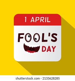 1st first april fools day calendar design, funny smiley face, vector illustration.