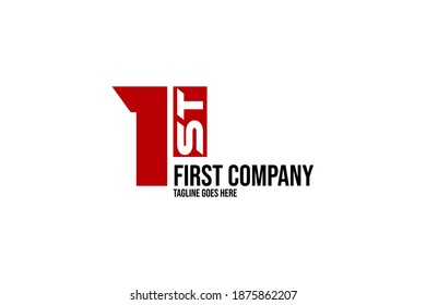 1st Or First. Minimalist, Clean, Strong Company Logo