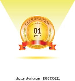 1st golden anniversary logo. with ring and ribbon.