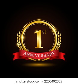 1st Golden Anniversary Template Design Shiny Stock Vector (Royalty Free ...