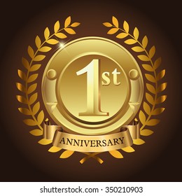 1st Golden Anniversary Wreath Ribbon Logo