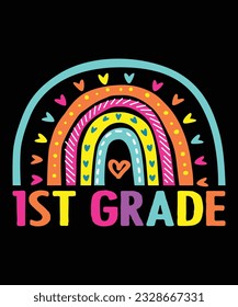 1st grade back to school shirt print template rainbow vector preschool design 