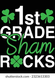 1st grade sham rocks vector art design, eps file. design file for t-shirt. SVG, EPS cuttable design file